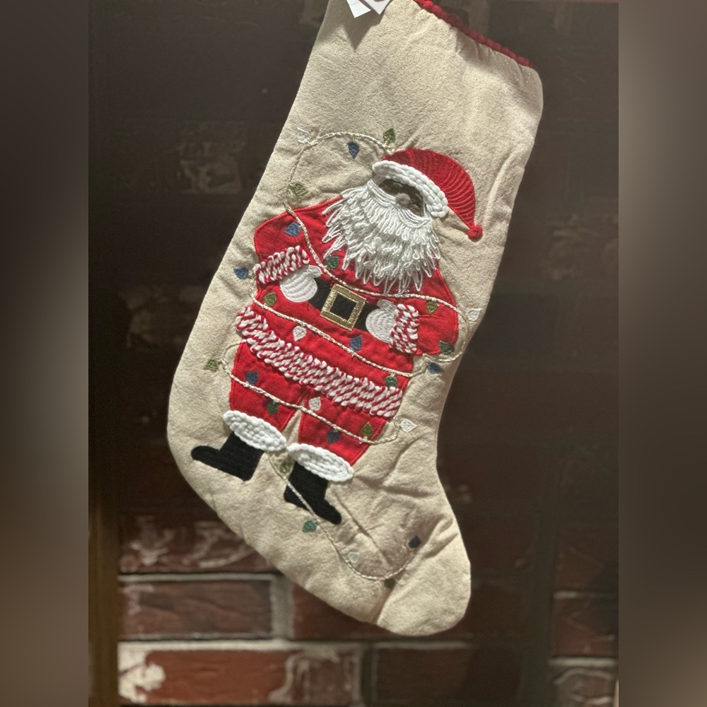 African American Santa Claus Embroidered Christmas Stocking
